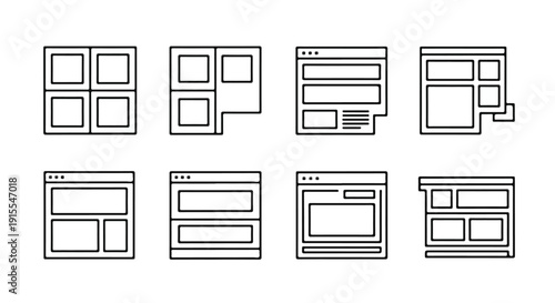 A collection of various window and dialog box designs in a minimalist style Vector