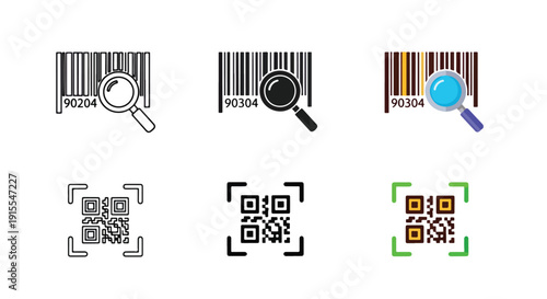 Search and select icons flat design vector illustration - Vector icon Set - Stickers and Clipart - PNG and SVG Icon collection - Lineal icons - logo template