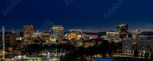 Boise night scene skyline with street lights