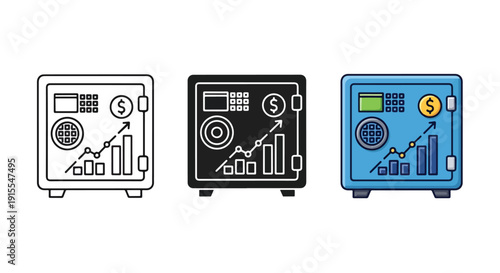 finance growth safe vector icon set flat design - Vector icon Set - Stickers and Clipart - PNG and SVG Icon collection - Lineal icons - logo template