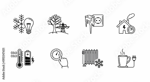 Eight icons representing various home maintenance and improvement tasks Vector