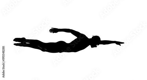 Silhouette of a swimmer performing the freestyle stroke.