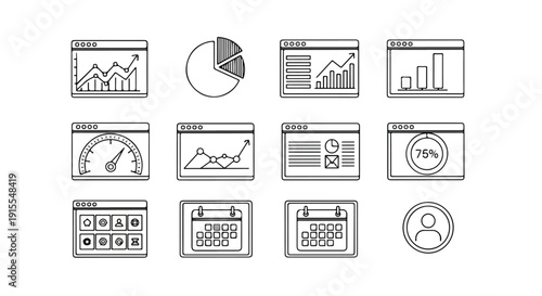 A collection of various types of data visualization and information graphics Vector