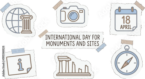 International day for monuments and sites illustration