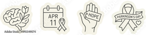 Parkinsons disease awareness symbols and elements collection