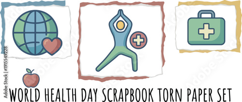 World health day scrapbook elements set