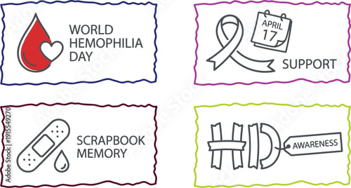 World Hemophilia Day awareness campaign elements collection