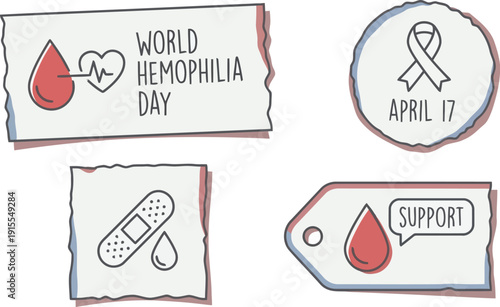 World Hemophilia Day awareness symbols and icons collection