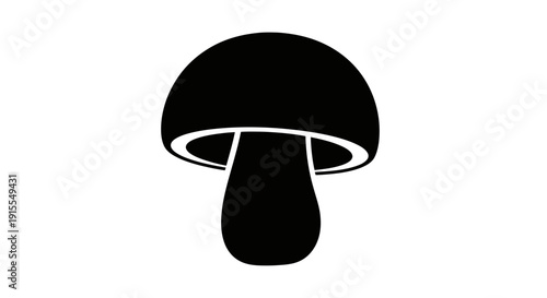 Simple black and white mushroom icon illustration.
