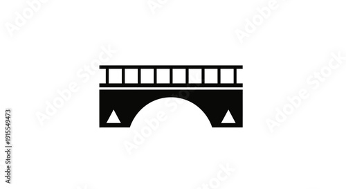 Simple Black Silhouette of a Bridge Structure.