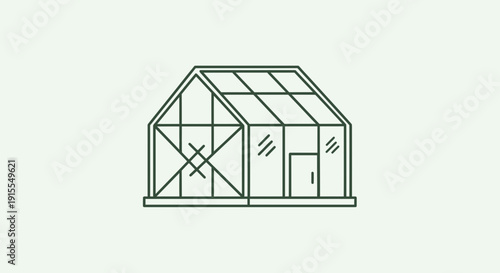 Simple Greenhouse Structure Line Drawing Illustration.