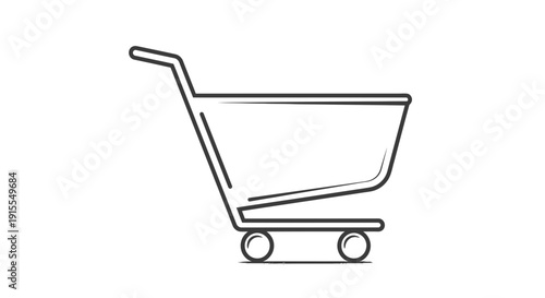 Simple Line Art Illustration of an Empty Shopping Cart.