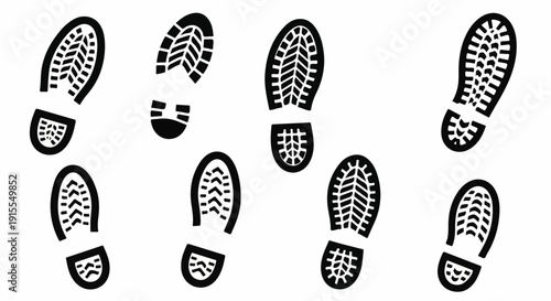 A collection of various footprints from different types of shoes and animals. Vector