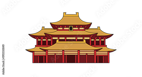 Traditional Chinese Palace Architecture, Golden Roof, Red Walls, Asian Landmark