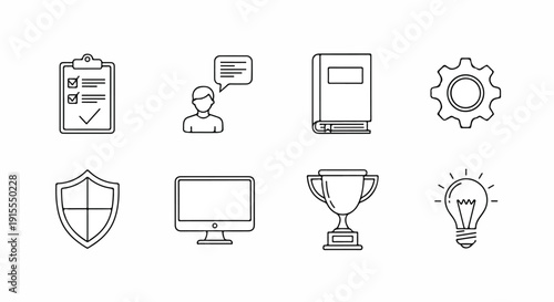 Icons representing various aspects of business and technology Vector