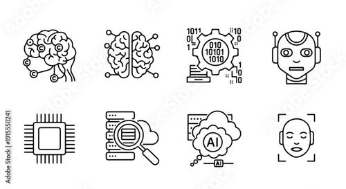 Illustrations of artificial intelligence and technology concepts Vector