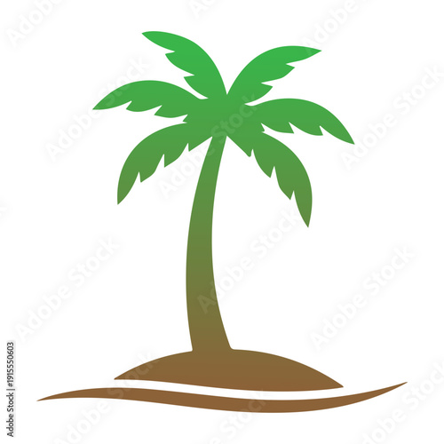 Palm Tree Silhouette Vector, Tropical Beach Coconut Tree Illustration, Summer Island Nature Logo, Exotic Paradise Palm Clipart, Black Palm Tree Icon Isolated on White Background
