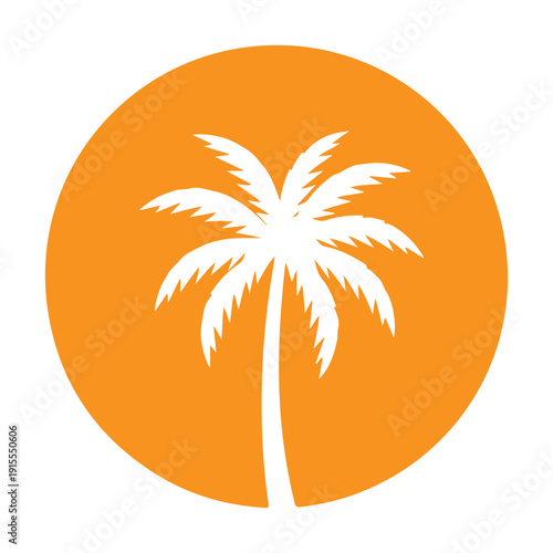 Palm Tree Silhouette Vector, Tropical Beach Coconut Tree Illustration, Summer Island Nature Logo, Exotic Paradise Palm Clipart, Black Palm Tree Icon Isolated on White Background