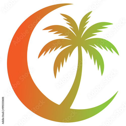 Palm Tree Silhouette Vector, Tropical Beach Coconut Tree Illustration, Summer Island Nature Logo, Exotic Paradise Palm Clipart, Black Palm Tree Icon Isolated on White Background