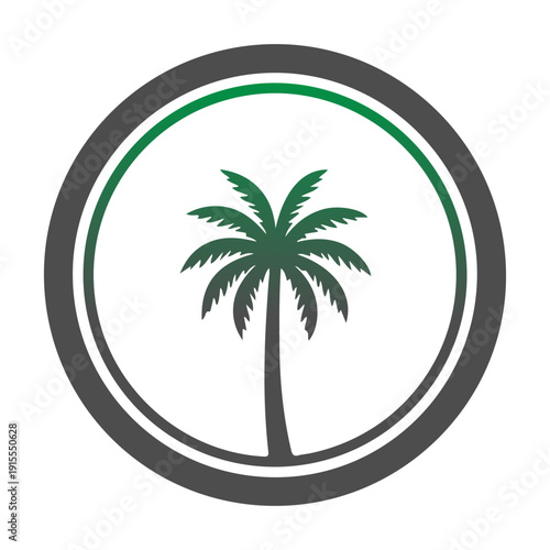 Palm Tree Silhouette Vector, Tropical Beach Coconut Tree Illustration, Summer Island Nature Logo, Exotic Paradise Palm Clipart, Black Palm Tree Icon Isolated on White Background