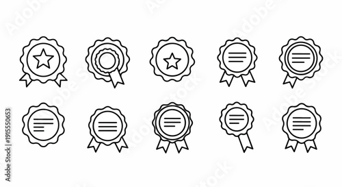 A collection of ten different types of award badges and certificates Vector