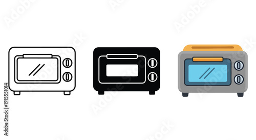 3 toaster icons flat design vector illustration - Vector icon Set - Stickers and Clipart - PNG and SVG Icon collection - Lineal icons - logo template