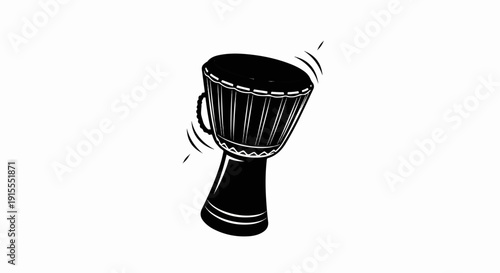 Black silhouette of a traditional African hand drum with sound waves