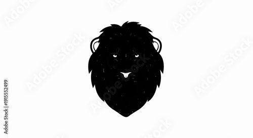 Black lion face with a shaggy mane and bright eyes