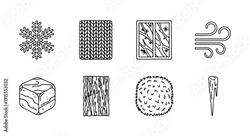 A diverse collection of weather and material patterns in a single illustration Vector