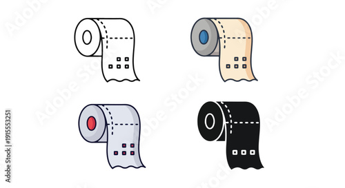 Toilet paper rolls vector icon set flat design - Vector icon Set - Stickers and Clipart - PNG and SVG Icon collection - Lineal icons - logo template