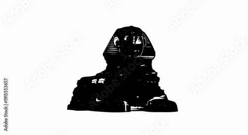 Black silhouette of the Great Sphinx of Giza with Egyptian headdress