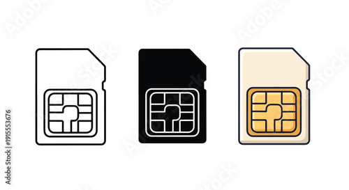 Sim card icons set flat design vector illustration - Vector icon Set - Stickers and Clipart - PNG and SVG Icon collection - Lineal icons - logo template