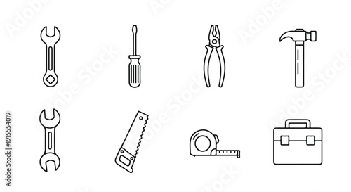 A variety of tools and equipment for various tasks and repairs Vector
