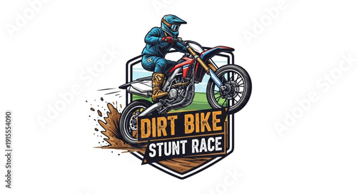 Dirt Bike Stunt Racing Logo Design.