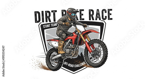 Dirt Bike Rider Racing Offroad Motorcycle.
