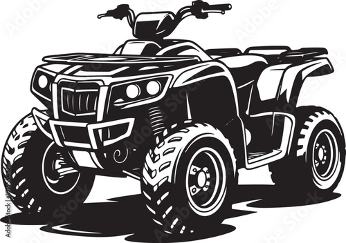 Rugged all terrain vehicle silhouette for off road adventure and extreme mountain sports illustration with black graphic design