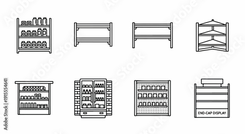 A variety of furniture items including bookshelves, cribs, and desks Vector
