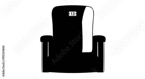Black stadium seat with number 13 tag