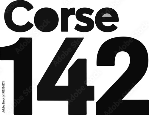 Bold black numbers 142 with the word Corse above