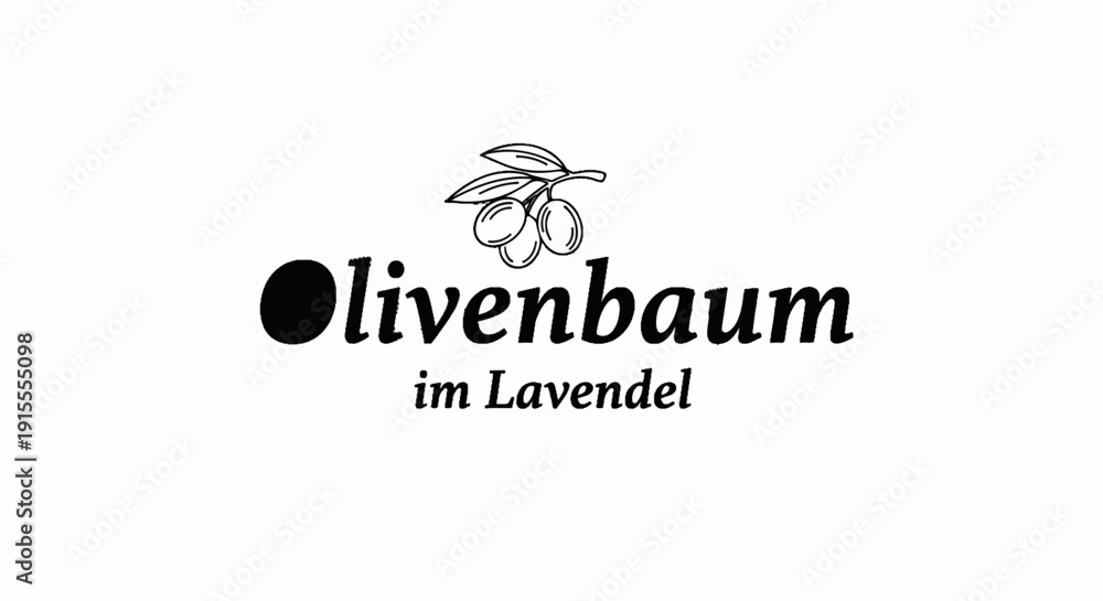 Fototapeta premium Black text and olive branch logo on a white background