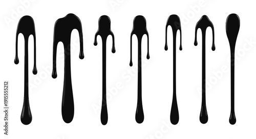 A collection of dripping paintbrushes in various styles and sizes Vector