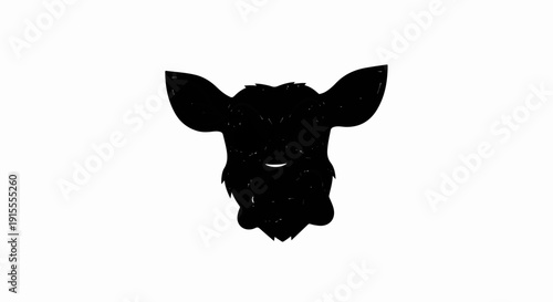 Black silhouette of a creature's face with large ears and fuzzy hair