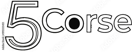 Bold graphic number five and text, stylized with outlines and solid circle