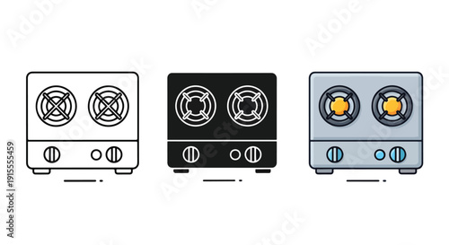 Washing machine icons flat design vector illustration - Vector icon Set - Stickers and Clipart - PNG and SVG Icon collection - Lineal icons - logo template