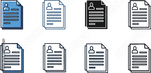 Collection of simple icons representing personal profiles or resumes