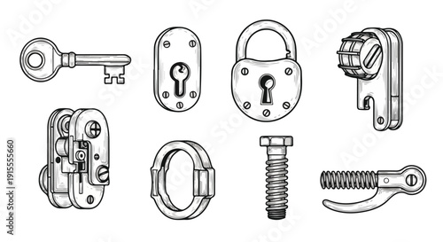 Assorted locks and keys: a detailed illustration of various security devices Vector