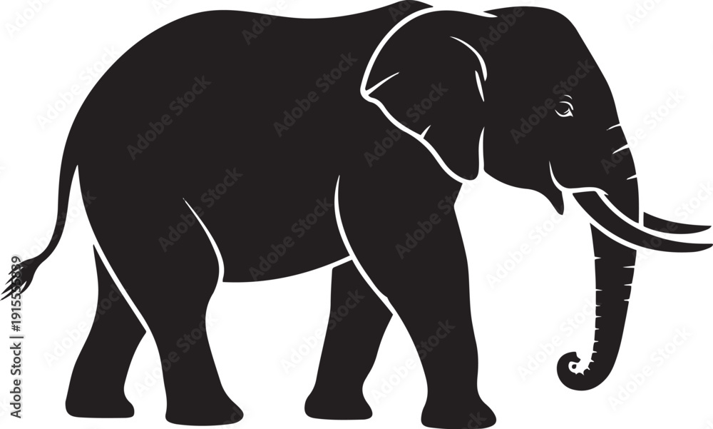 Obraz premium Elephant silhouette isolated on transparent background, wild animal in motion