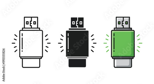 USB flash drive icons set vector illustration flat design - Vector icon Set - Stickers and Clipart - PNG and SVG Icon collection - Lineal icons - logo template