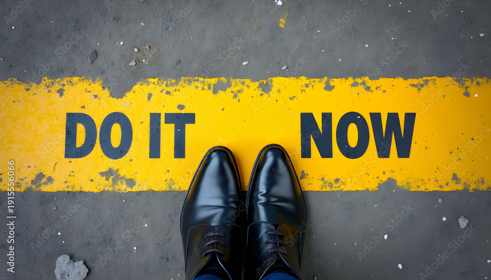 Fototapeta premium Do It Now Motivation Concept, Inspirational Text Message for Productivity, Action, Success, Goal Achievement and Personal Development