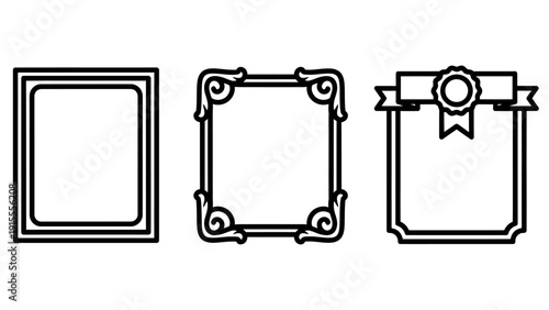 Set of Decorative Frames and Borders: Modern, Ornate, and Award-Style Designs for Certificates and Documents